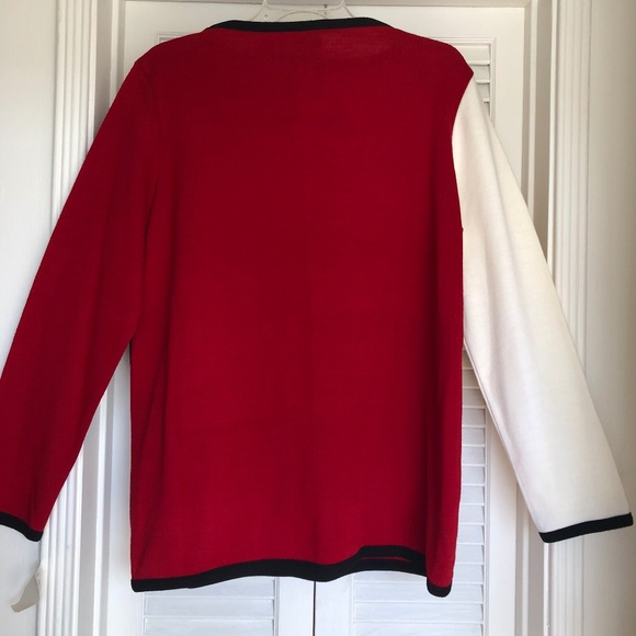 Acrylic Red n Cream Black Outline Sweater - Picture 4 of 7